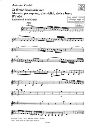 VIVALDI: IN FURORE JUSTISSIMAE IRAE RV 626  PARTS